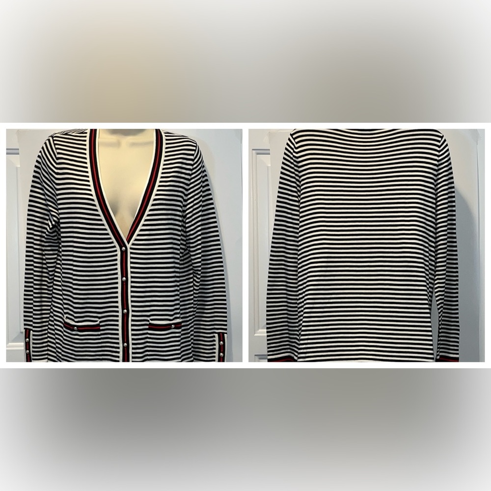 Talbots Oprah Magazine Collection Striped Button Front Cardigan Size PM EUC
